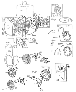 Blowerhsg,rewind,alternators Diagram and Parts List for 255427-0132-XX  Briggs and Stratton Engine